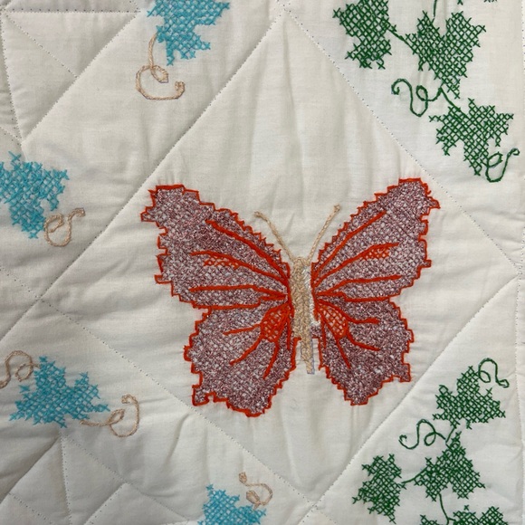 Butterfly Hand embroidered Square Quilted wall hanging - Picture 2 of 8